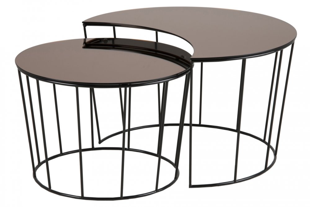 Design Scandinavia Konferenčný stolík Sunmoon (SET 2ks), 76 cm, čierna